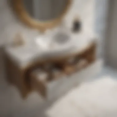 Luxurious marble top vanity cabinet with hidden storage compartments