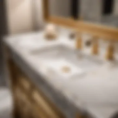 Elegant marble vanity top with gold accents