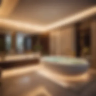 Elegant Ambiance with Soft Lighting Luxurious Master Bathroom Jacuzzi with Ambient Lighting