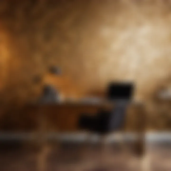 Metallic Opulence: Create a Glamorous Workspace Luxurious metallic peel and stick wallpaper