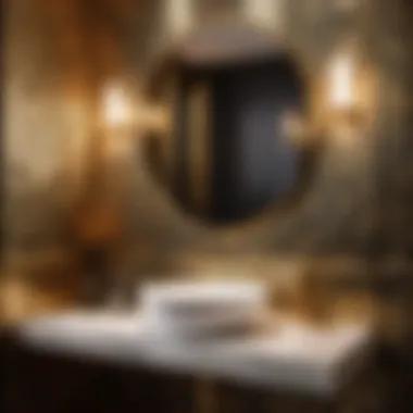 Opulent Metallic Accents Luxurious Metallic Wallpaper for Small Bathroom