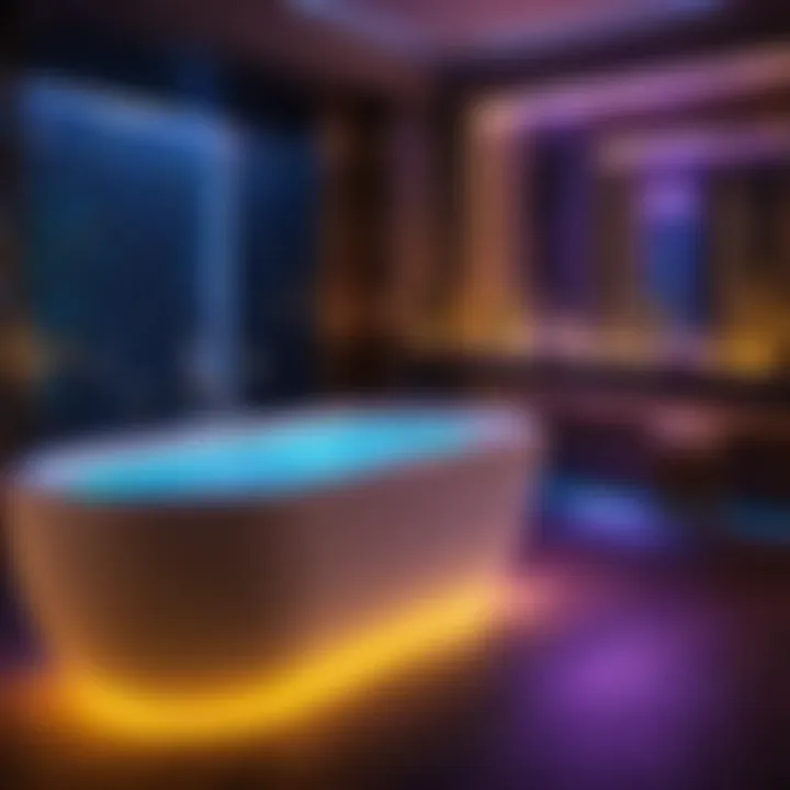 Luxurious mini soaking bathtub with chromotherapy lights