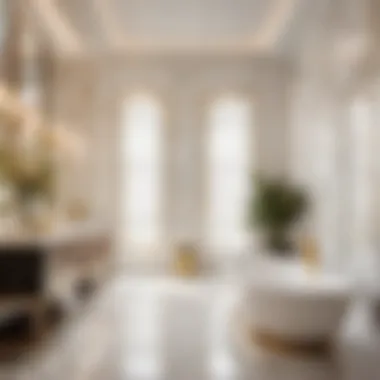 Luxurious modern bathroom with marble accents and gold fixtures