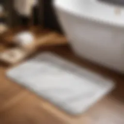 Luxurious Non-Slip Bath Mat Set in Elegant White Marble Design