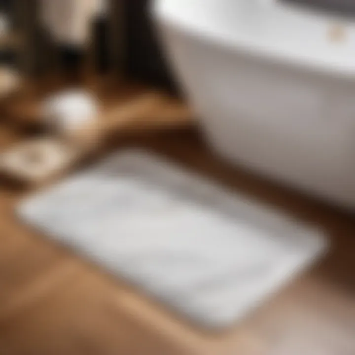 Luxurious Non-Slip Bath Mat Set in Elegant White Marble Design