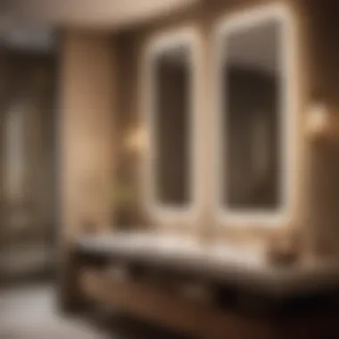 Elegant pendant light casting soft glow in a luxurious bathroom