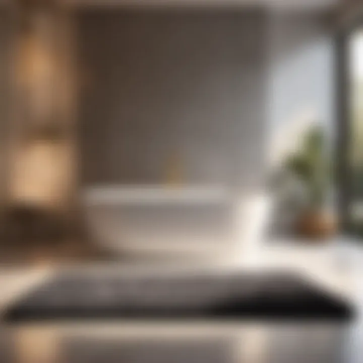 Modern Luxe Bath Rug Luxurious plush 60-inch long bath rug in a modern bathroom setting