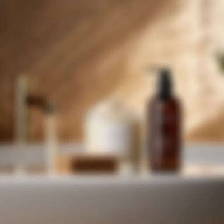 Tranquil Bathroom Oasis Luxurious soap and lotion set in a serene bathroom setting