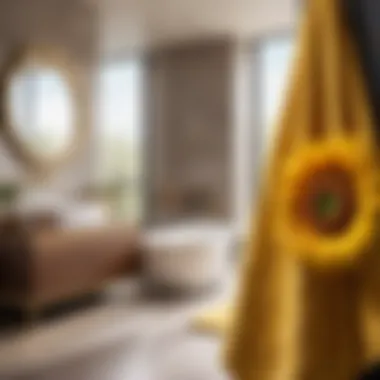 Elegant sunflower bath towel set in a luxurious bathroom setting