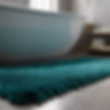Luxurious Detail Luxurious Teal and White Bathroom Rug Close-Up