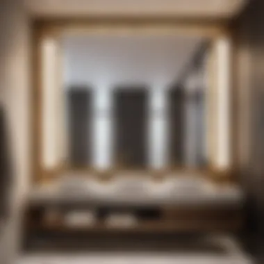 Luxurious bathroom vanity with large mirror