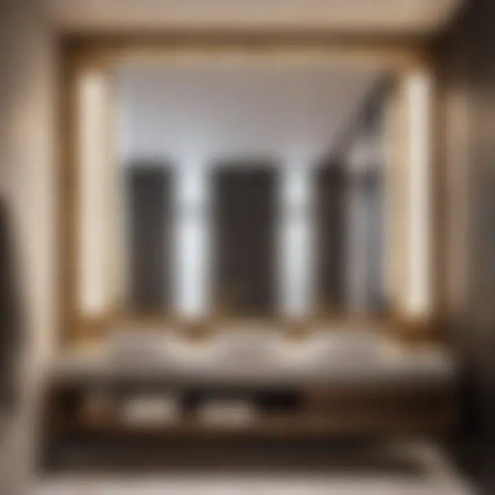 Luxurious bathroom vanity with large mirror