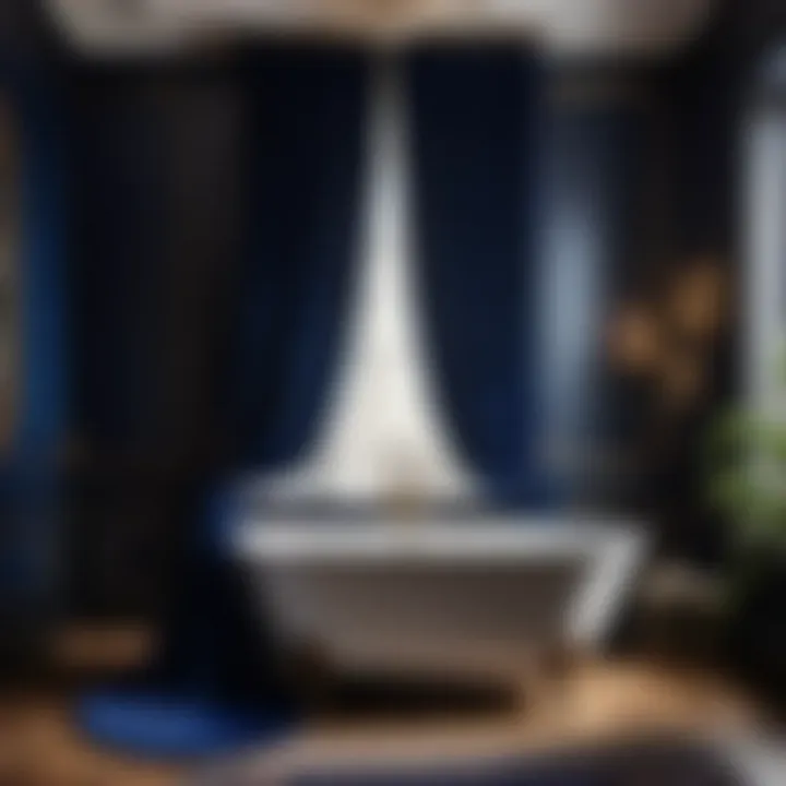 Opulent Indigo Velvet Curtain for a Luxe Look Luxurious Velvet Bathtub Curtain in Rich Indigo Shade