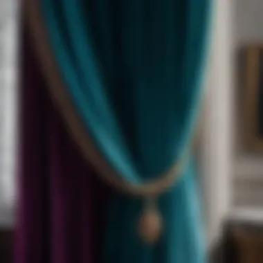 Velvet Elegance Luxurious Aqua Blue Velvet Curtain Detail in Bedroom Setting