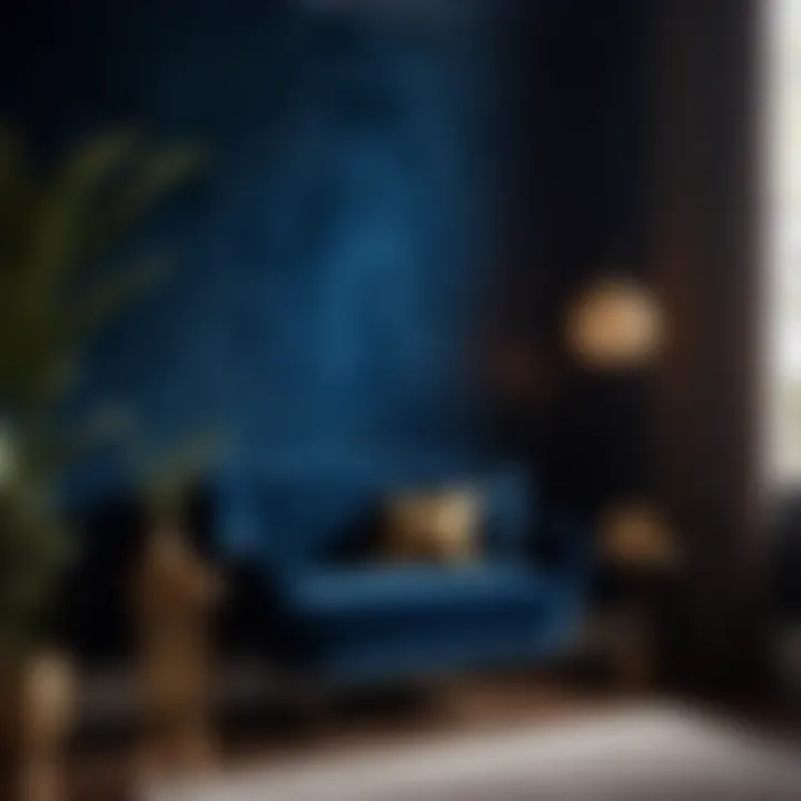 Luxurious velvet paint texture in deep blue shade