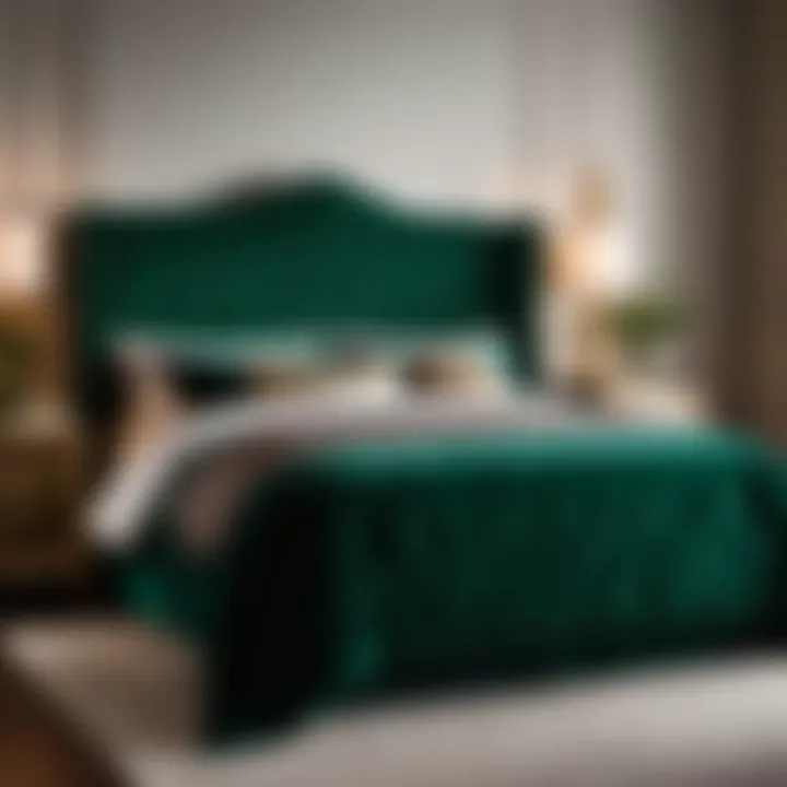 Luxurious Velvet Upholstered Headboard in Deep Emerald Green