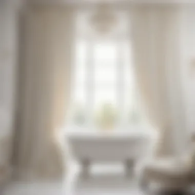 Sophistication in White Luxurious Priscilla Curtains in White Bathroom
