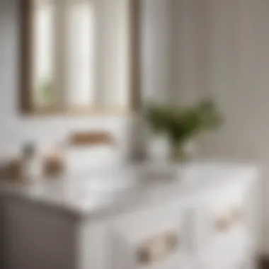 Marble Countertop on White Rustic Vanity Luxurious White Rustic Vanity with Marble Countertop