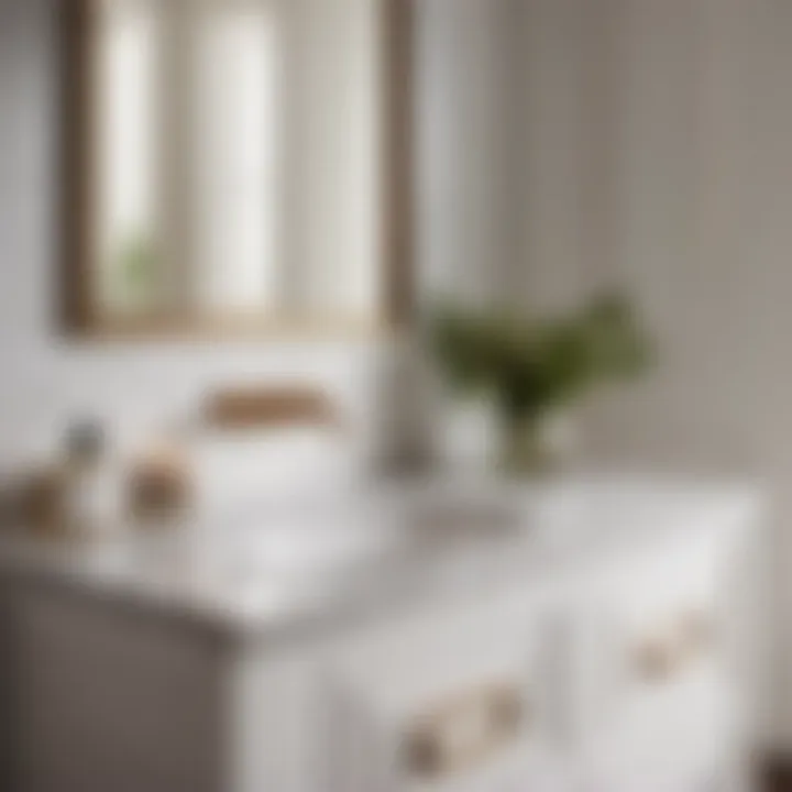 Marble Countertop on White Rustic Vanity Luxurious White Rustic Vanity with Marble Countertop