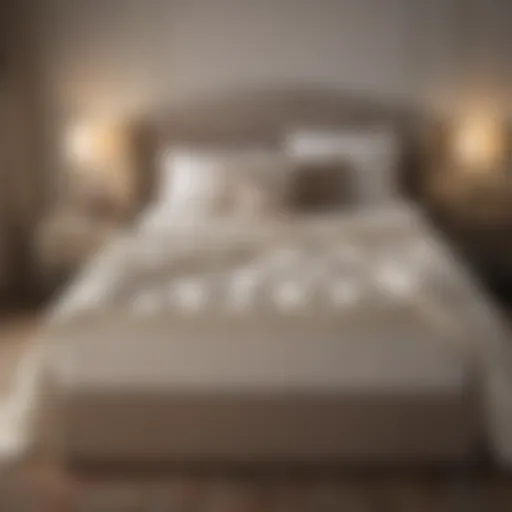 Luxurious wool mattress topper draped on bed in elegant bedroom