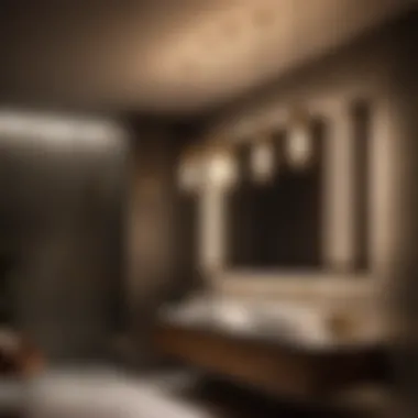 Artistic Pendant Lights Creating Dramatic Shadows in Upscale Bathroom