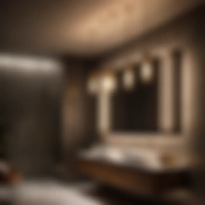 Artistic Pendant Lights Creating Dramatic Shadows in Upscale Bathroom