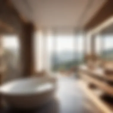 Tranquil Panoramic View Luxury Bathroom with Panoramic View of Serene Landscape