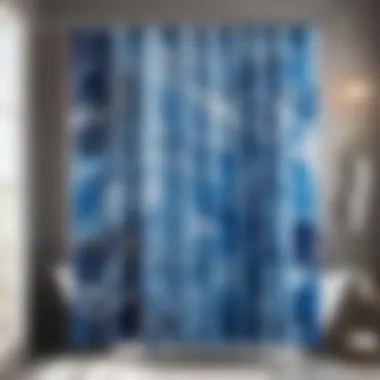 Designer Blue Marble Shower Curtain Set