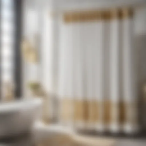 Elegant White and Gold Shower Curtain Set Luxurious White and Gold Shower Curtain Set