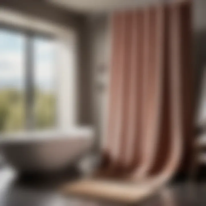 High-End Velvety Shower Curtain and Bath Mat Set