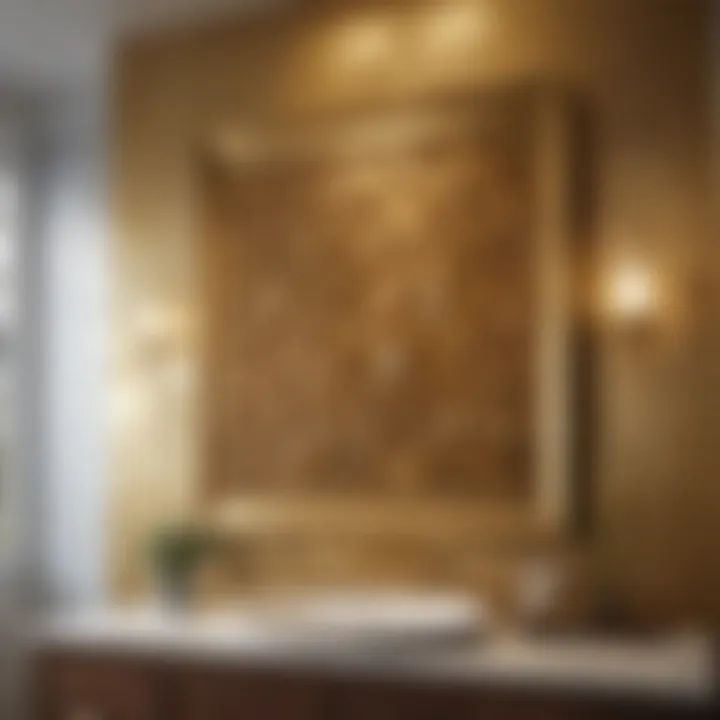 Chic Gold Leaf Abstract Wall Art in Bathroom