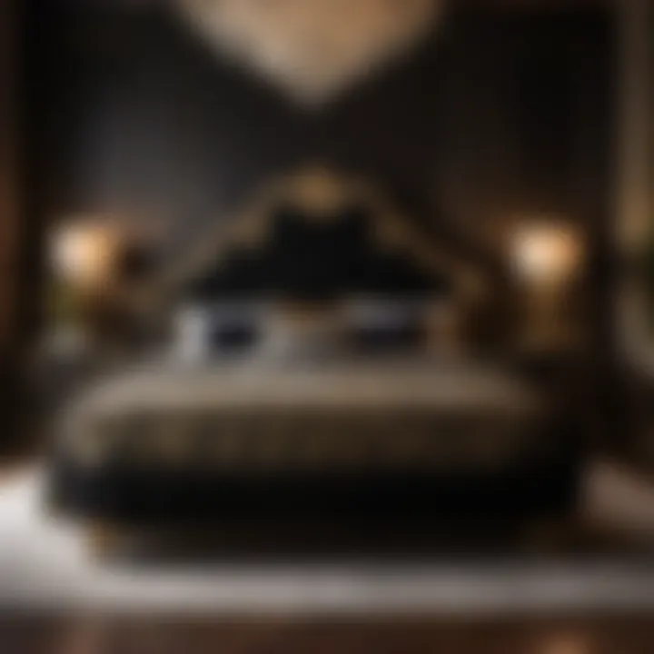 Luxurious Black Velvet Upholstered Bed