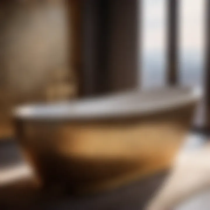 Craftsmanship Excellence A close-up of the high-quality material and craftsmanship of a luxury double person bathtub