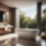 A modern and elegant luxury double person bathtub in a spacious bathroom