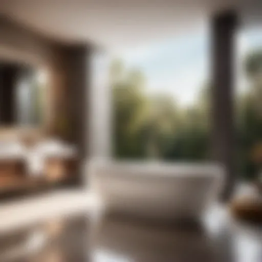 A modern and elegant luxury double person bathtub in a spacious bathroom