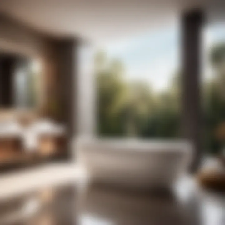 Sleek and Stylish Design A modern and elegant luxury double person bathtub in a spacious bathroom