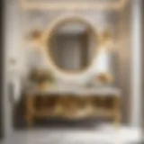 Exquisite Marble Vanity with Opulent Gold Accents Marble Vanity with Gold Accents