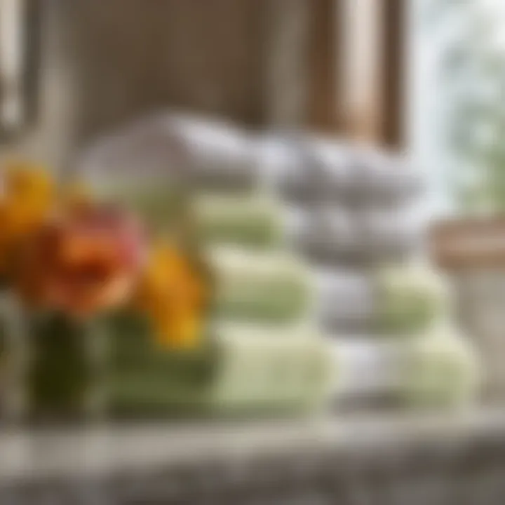 Luxurious Plush Towels Adorned with Delicate Floral Arrangements Plush Towels and Floral Arrangements