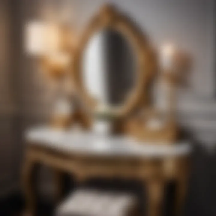 Glamorous Gilded Vanity Table with Ornate Mirror Chic Vanity Table with gilded accents and ornate mirror