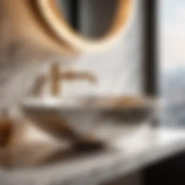 Sculptural Elegance: Marble Sink Luxurious Marble Sink in Modern Bathroom