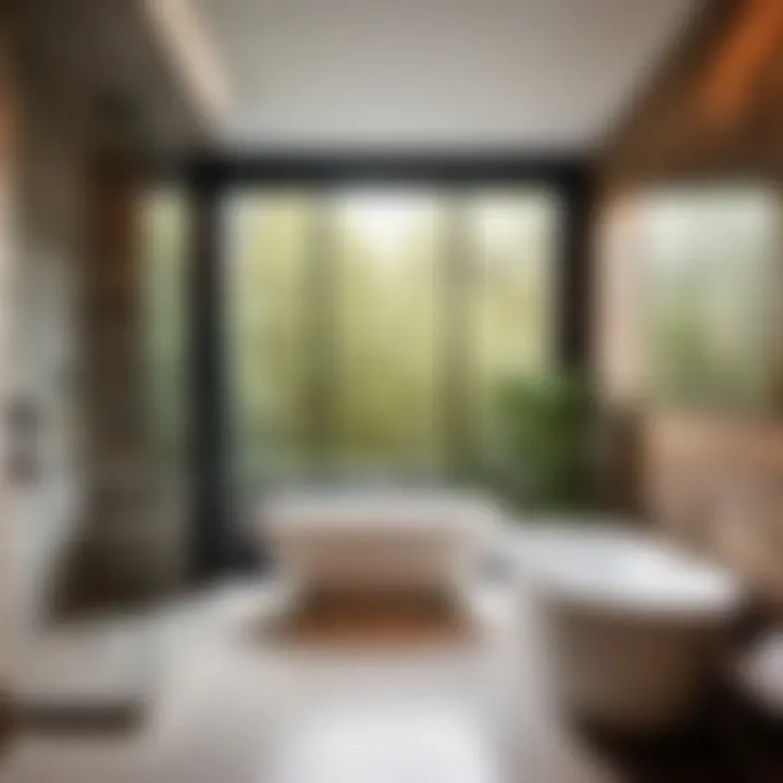 Spa-Inspired Bathroom Retreat with Dual Wall Tub Placement Luxury spa-inspired bathroom featuring a freestanding tub against two walls