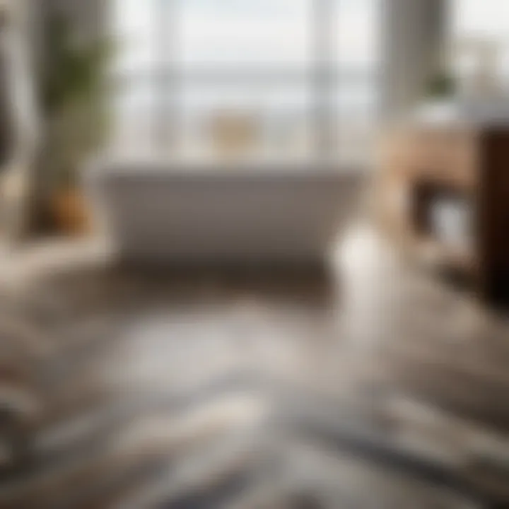 Luxury Vinyl Plank Bathroom Flooring - Modern Geometric Design