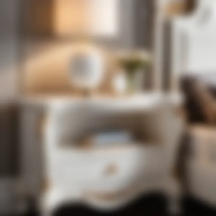 Luxurious white nightstand with elegant details