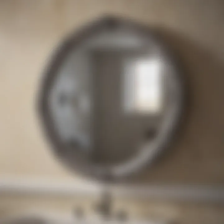 Close-up of magnification feature in bathroom mirror