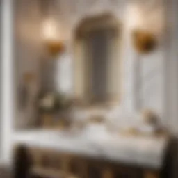 Marble Vanity with Gold Accents