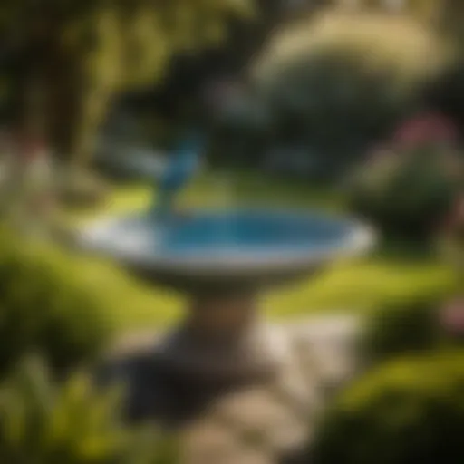Majestic Ceramic Bird Bath Bowl in Tranquil Garden Setting