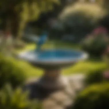 Majestic Ceramic Bird Bath Bowl in Tranquil Garden Setting Majestic Ceramic Bird Bath Bowl in Tranquil Garden Setting