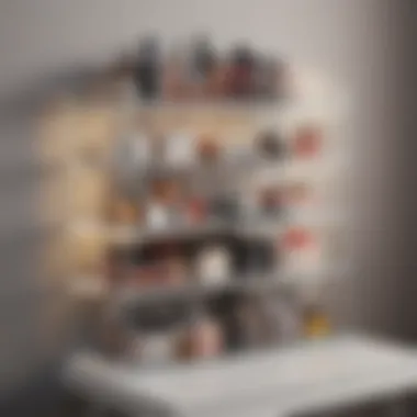 Functional Makeup Shelf with Smart Storage Functional makeup shelf with storage options in a bedroom