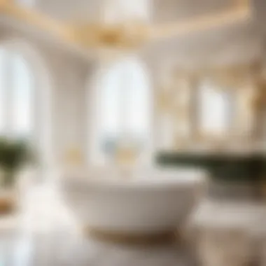 Opulent Fusion of Marble and Gold Luxurious marble bathroom interior with gold accents