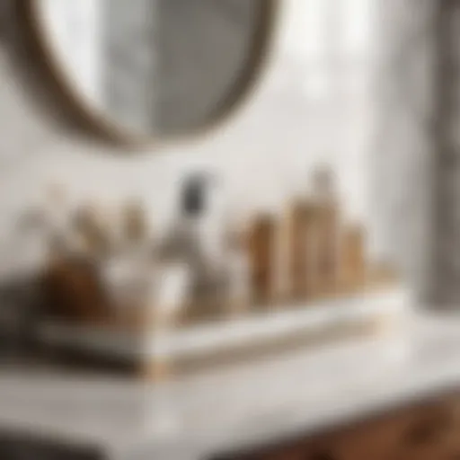 Luxurious marble bathroom organizer with intricate detailing